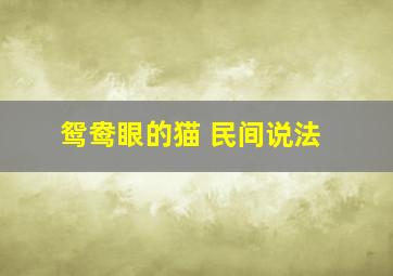 鸳鸯眼的猫 民间说法